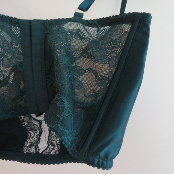 VICTORIA'S SECRET Very Sexy Push Up Corset Bra Green Satin Lace - Size 34DD NWT - Picture 11 of 16